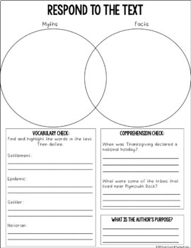 Thanksgiving Close Reading | No Prep Text Structures & Non-Fiction Passages